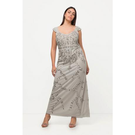 Ulla Popken Abito Spalline Paillettes Linea A Scollo V Senza Maniche  