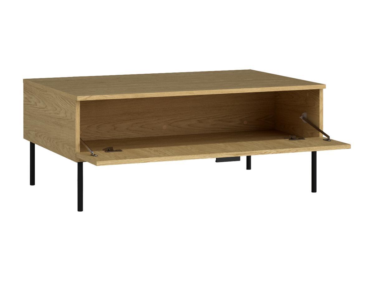 Vente-unique Table basse avec 1 porte - Naturel et noir - NATANIEL  