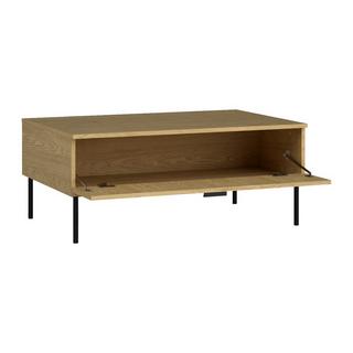 Vente-unique Table basse avec 1 porte - Naturel et noir - NATANIEL  