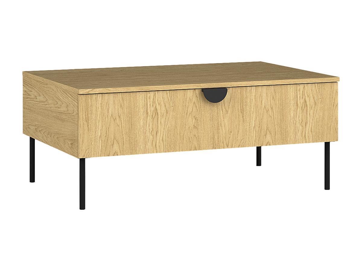 Vente-unique Table basse avec 1 porte - Naturel et noir - NATANIEL  