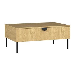 Vente-unique Table basse avec 1 porte - Naturel et noir - NATANIEL  