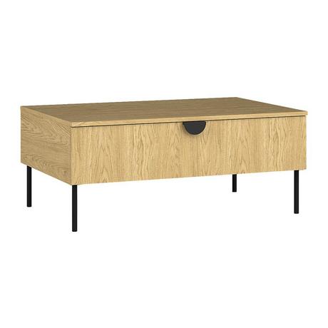 Vente-unique Table basse avec 1 porte - Naturel et noir - NATANIEL  