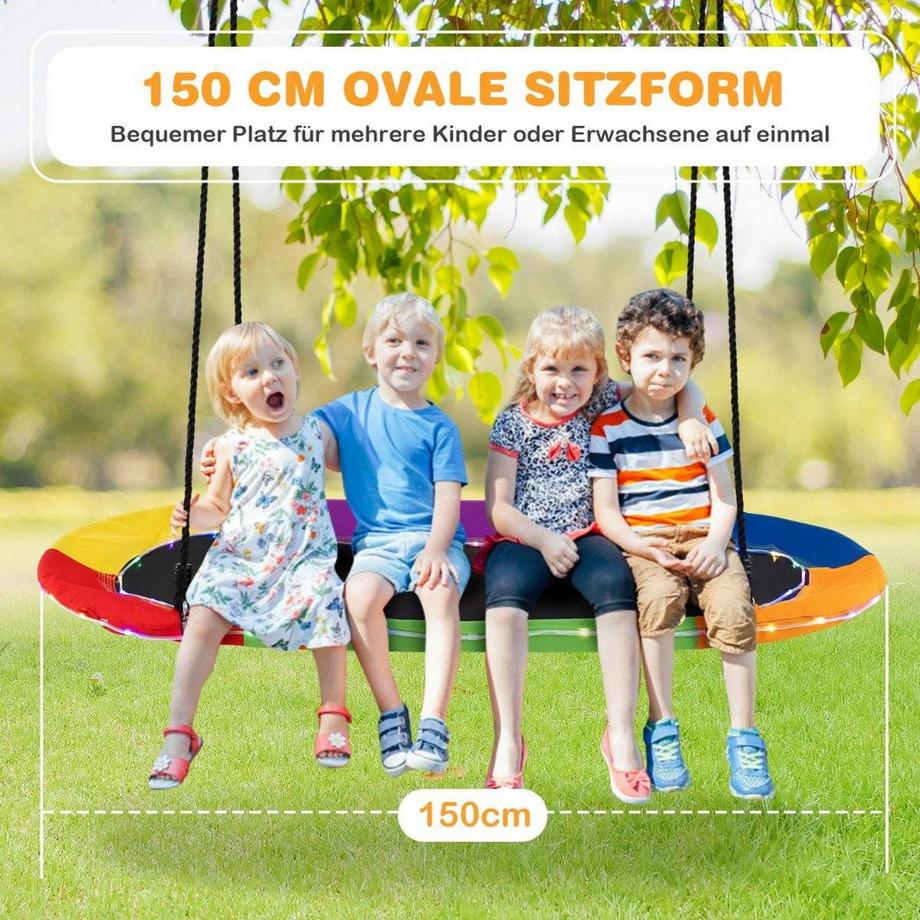 Northix Balançoire nid ovale jusqu'à 300 kg de capacité de charge balançoire d'extérieur avec cordes réglables balançoire pour enfants  