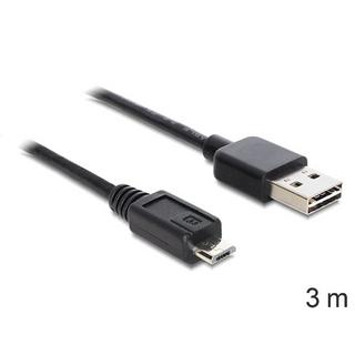 DeLock  EASY-USB 2.0-A - USB 2.0 micro-B, 3m USB Kabel USB A Micro-USB B Schwarz 