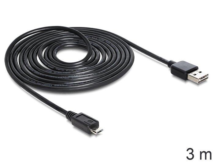 DeLock  EASY-USB 2.0-A - USB 2.0 micro-B, 3m USB Kabel USB A Micro-USB B Schwarz 