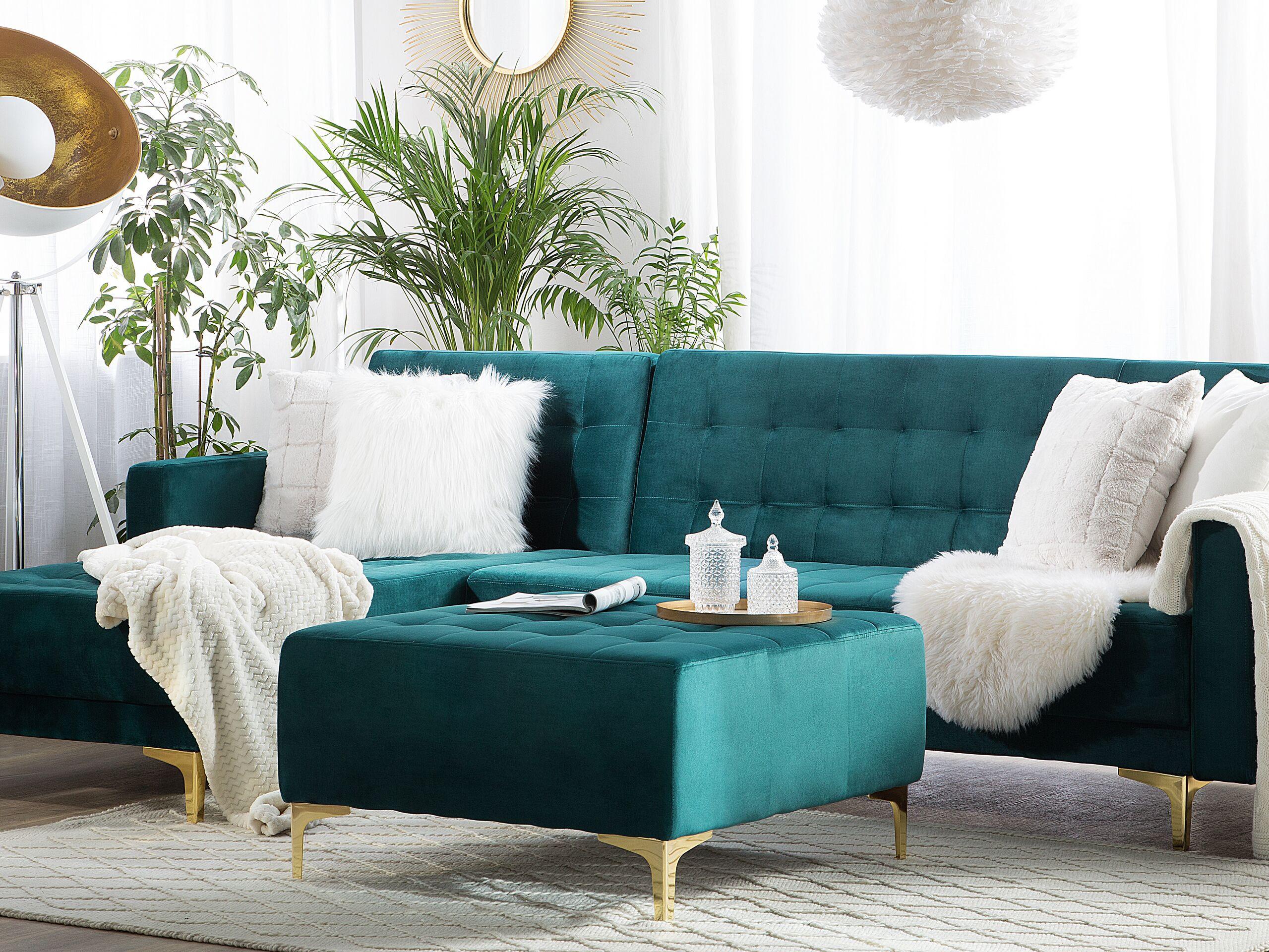 Beliani Ottomane aus Samtstoff Modern ABERDEEN  