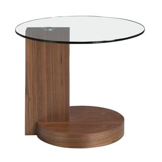 ANGEL CERDA Runder Ecktisch aus gehärtetem Glas und Nussbaumholz  