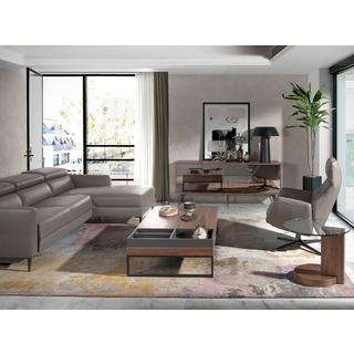 ANGEL CERDA Runder Ecktisch aus gehärtetem Glas und Nussbaumholz  