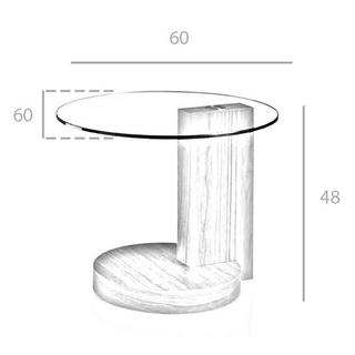 ANGEL CERDA Runder Ecktisch aus gehärtetem Glas und Nussbaumholz  