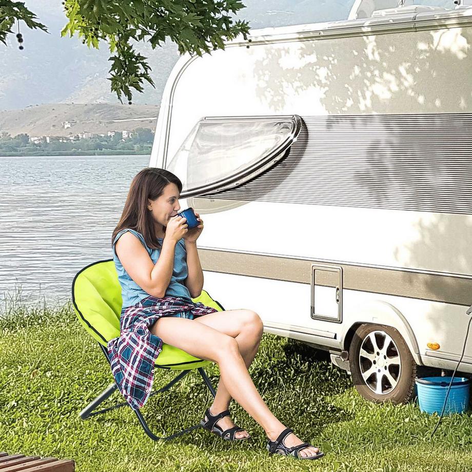 Northio  Campingstuhl Faltbar Campingsessel mit Lehne, Klappstuhl bis 120kg, gepolstert Moonchair Extra Breit, Faltsessel Outdoor Stuhl für Garten, Balkon, Camping, Gelb 