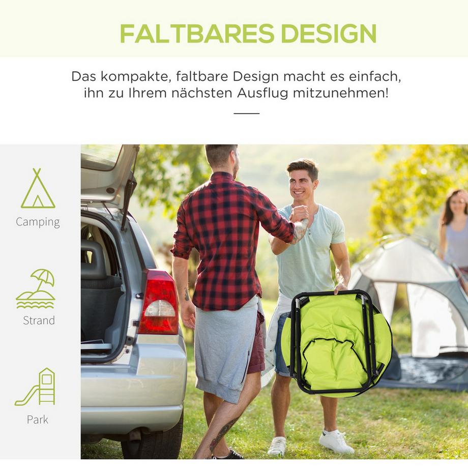 Northio  Campingstuhl Faltbar Campingsessel mit Lehne, Klappstuhl bis 120kg, gepolstert Moonchair Extra Breit, Faltsessel Outdoor Stuhl für Garten, Balkon, Camping, Gelb 
