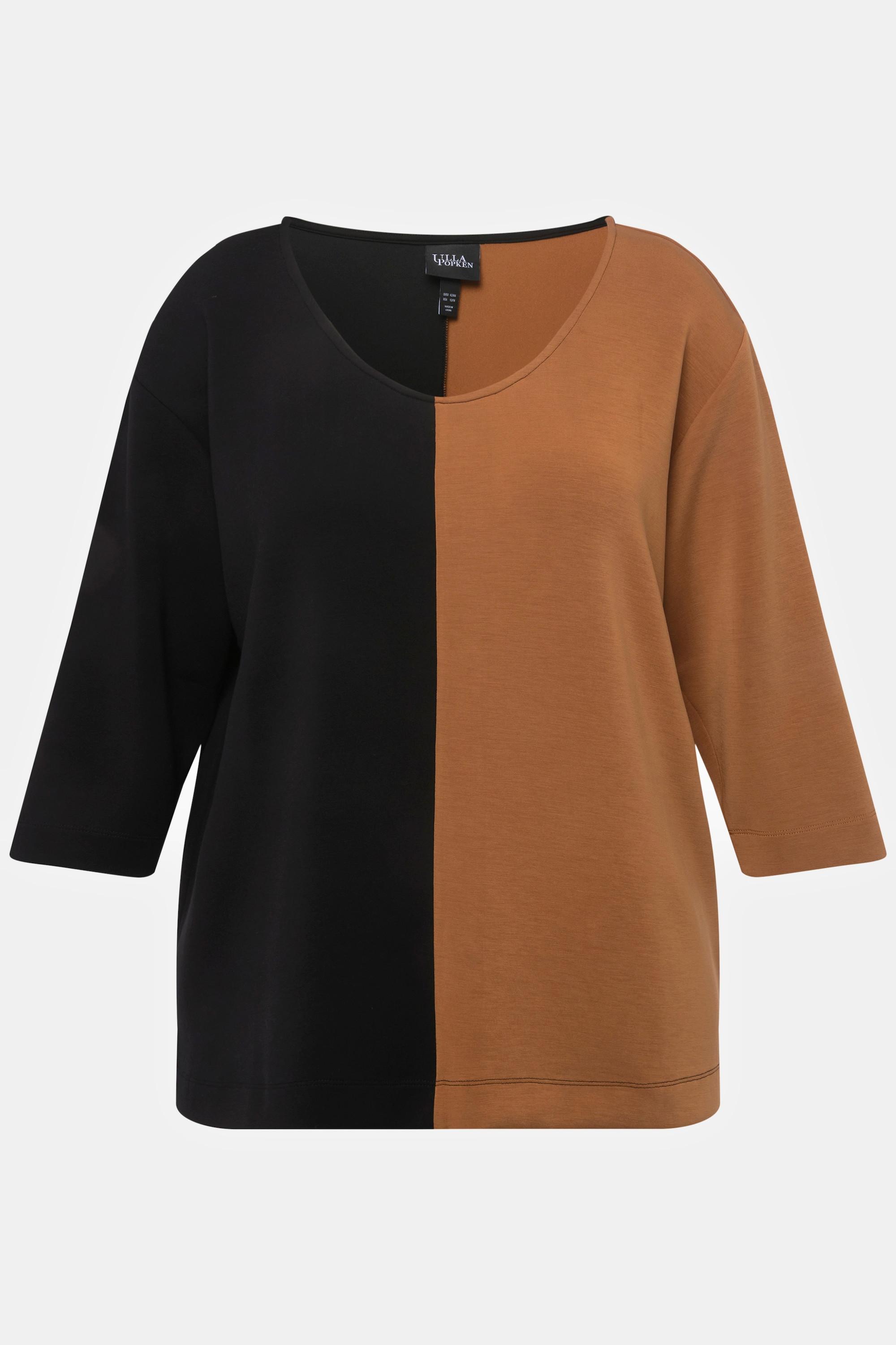 Ulla Popken  Sweatshirt, Rundhals, 3/4-Arm camel 