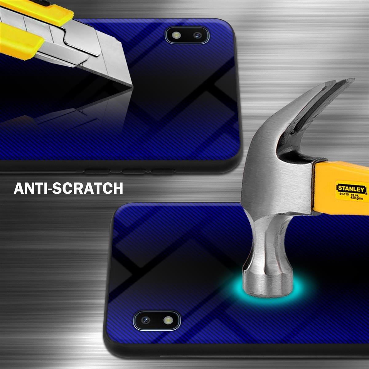 Cadorabo  Housse compatible avec Samsung Galaxy A10 / M10 - Aspect rayé - Coque de protection en silicone TPU et dos en verre trempé 