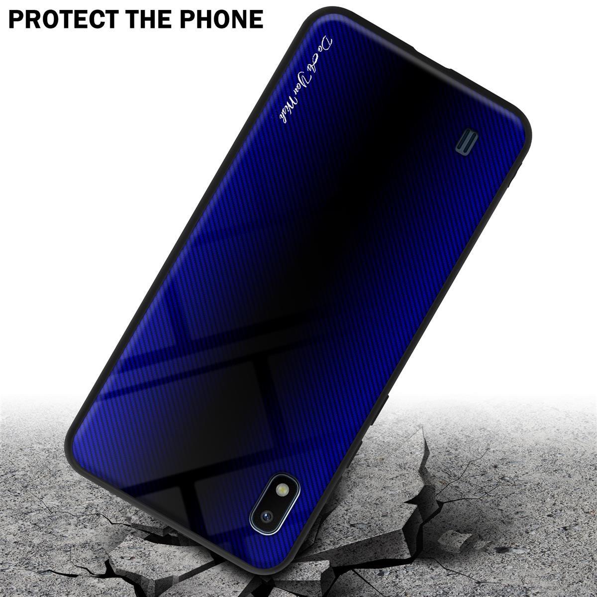 Cadorabo  Housse compatible avec Samsung Galaxy A10 / M10 - Aspect rayé - Coque de protection en silicone TPU et dos en verre trempé 