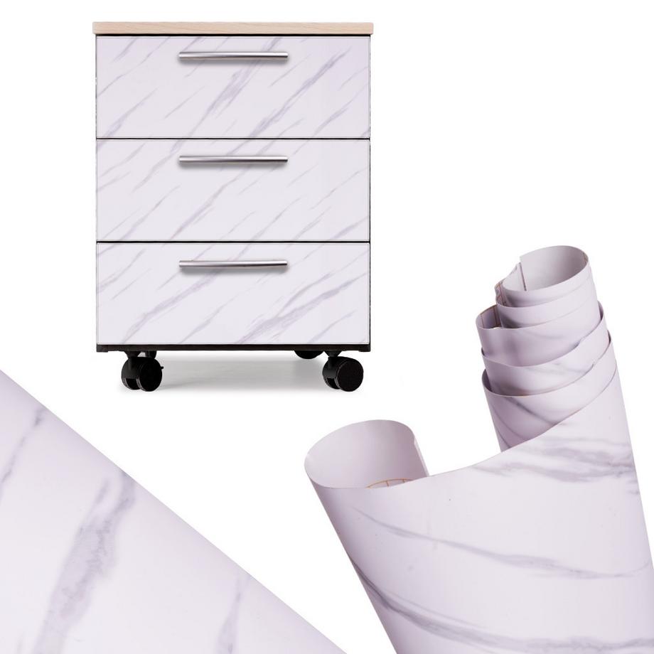 Pricenet  Rouleau de papier peint autocollant placage marbre blanc - jazz 1,22x50m 