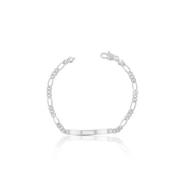 ID-Bracelet figaro or blanc 750, 22cm, 4mm