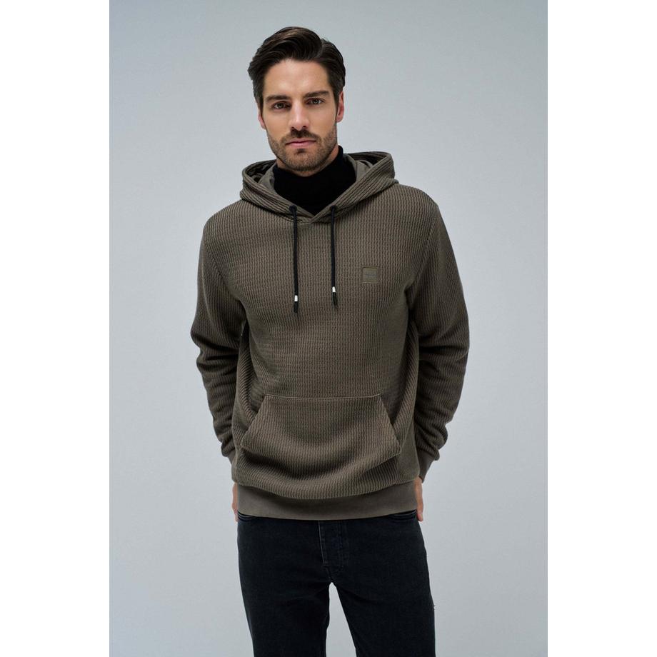 Kapuzenpullover Textured Hoodie W/ Logo Patch