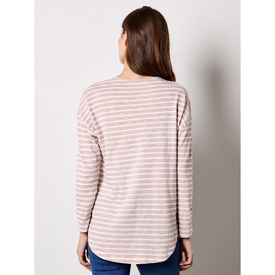 APRICOT Top a Maniche Lunghe a Righe in Jersey Slub  