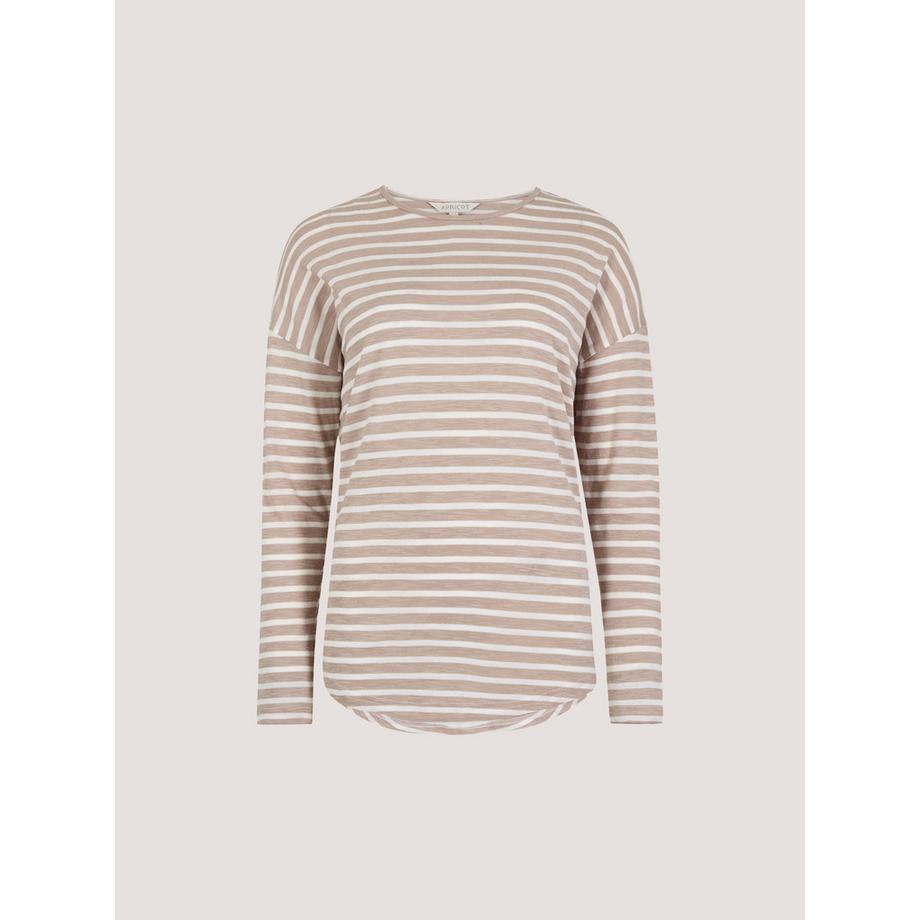 APRICOT Top a Maniche Lunghe a Righe in Jersey Slub  