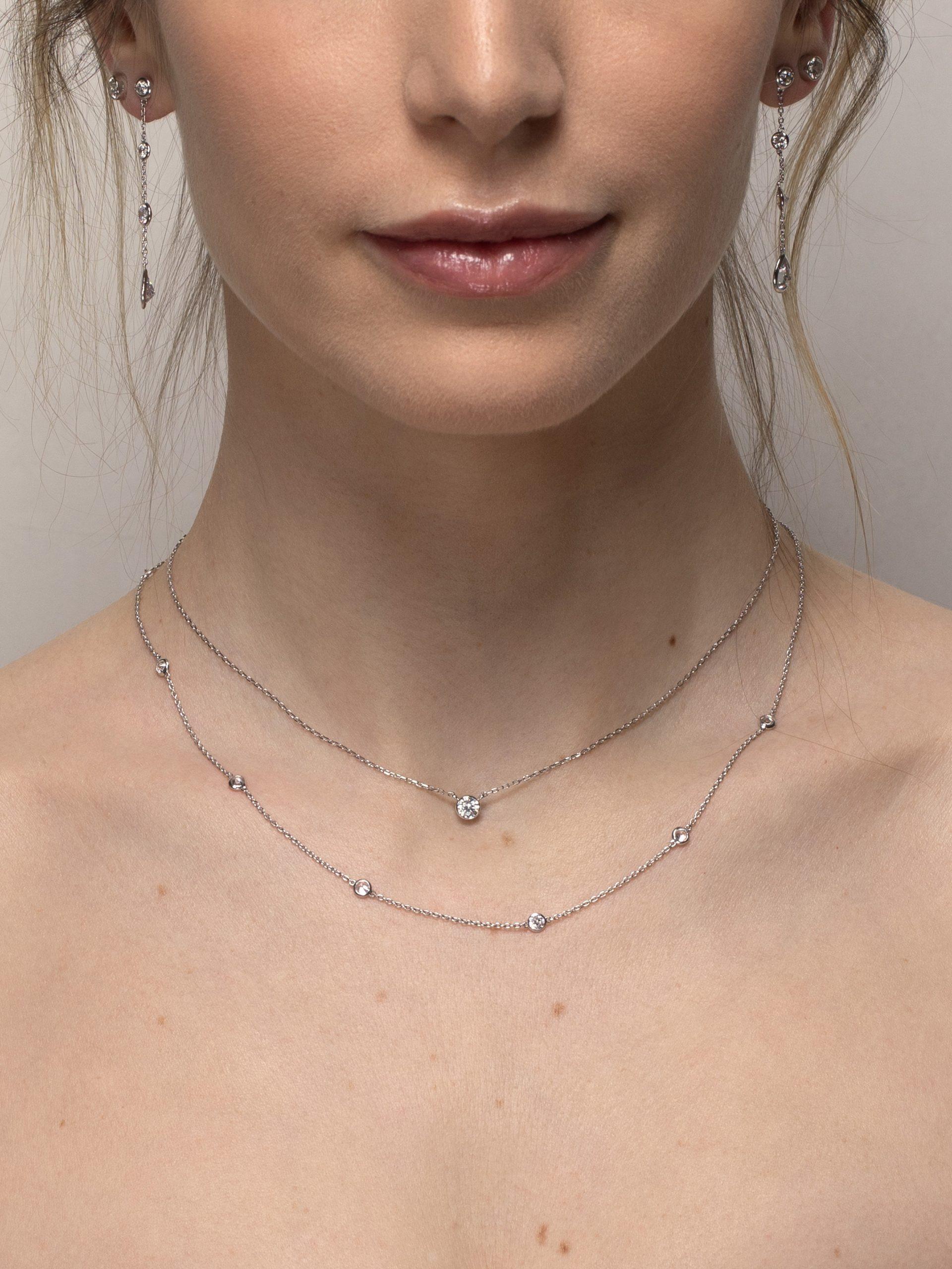 PHANTASYA  Kette mit einem Zirkonia 1289 Rhodiniert 