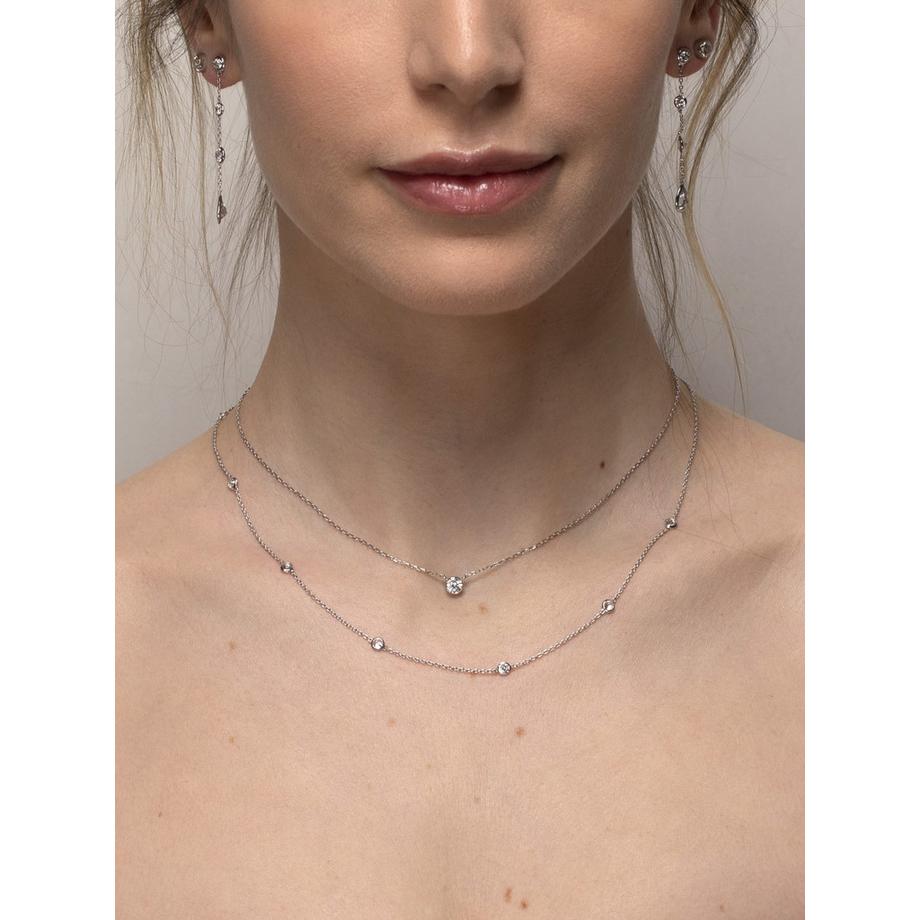 PHANTASYA  Collier avec un zirconium 1289 Plaqué rhodium 