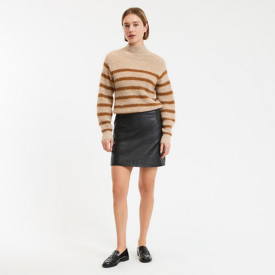 La Redoute Collections Mini-jupe droite en cuir de mouton  