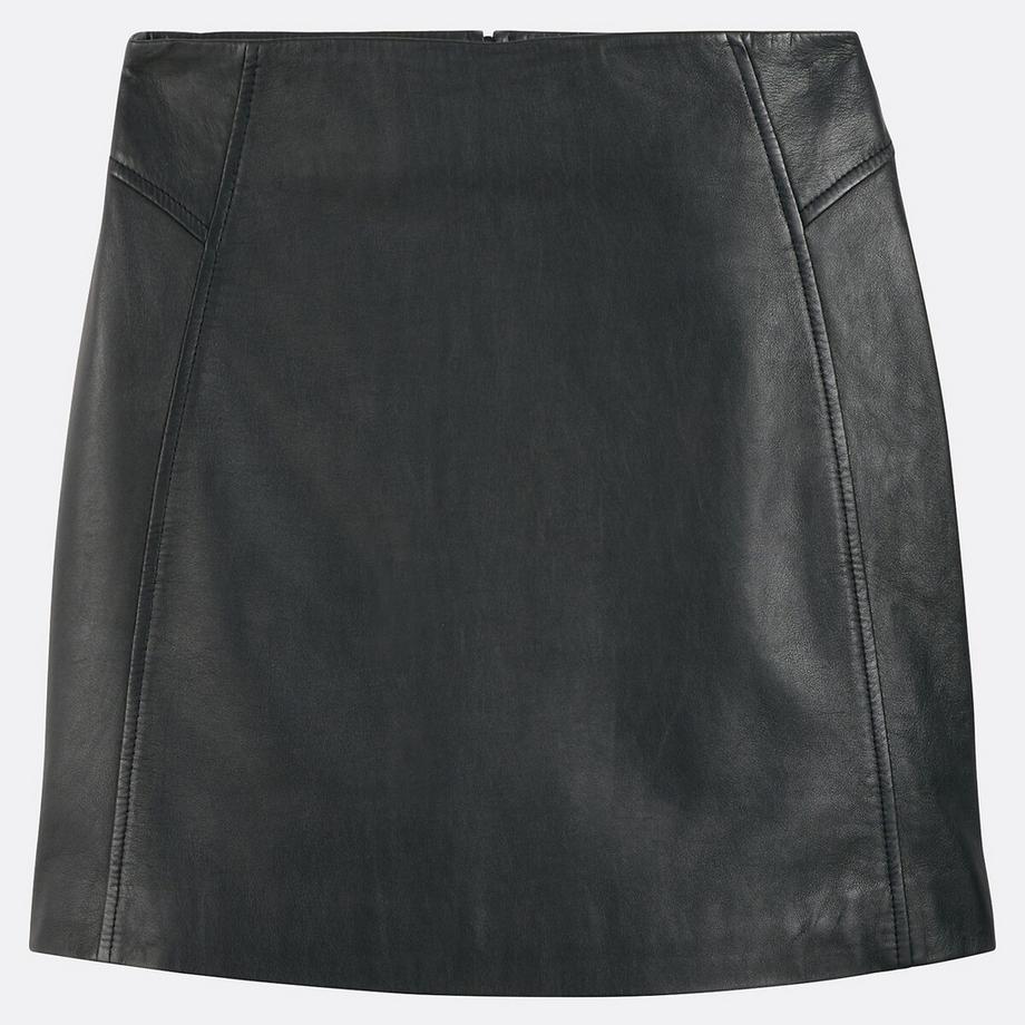 La Redoute Collections Mini-jupe droite en cuir de mouton  