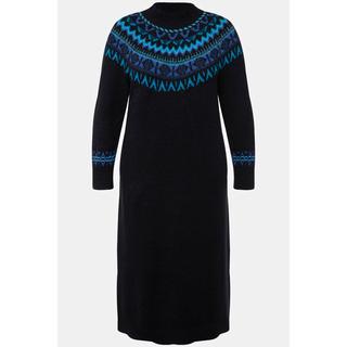 Ulla Popken  Robe midi en maille, col rond et manches longues, motif norvégien 