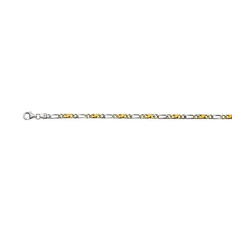 MUAU Schmuck  Collier Carrera/figaro bicolore 60cm jaune/blanc or 750, 3.5mm 