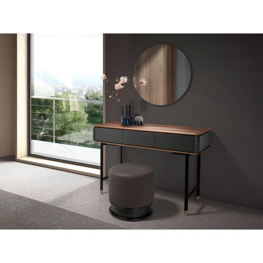 ANGEL CERDA Miroir mural rond noyer  