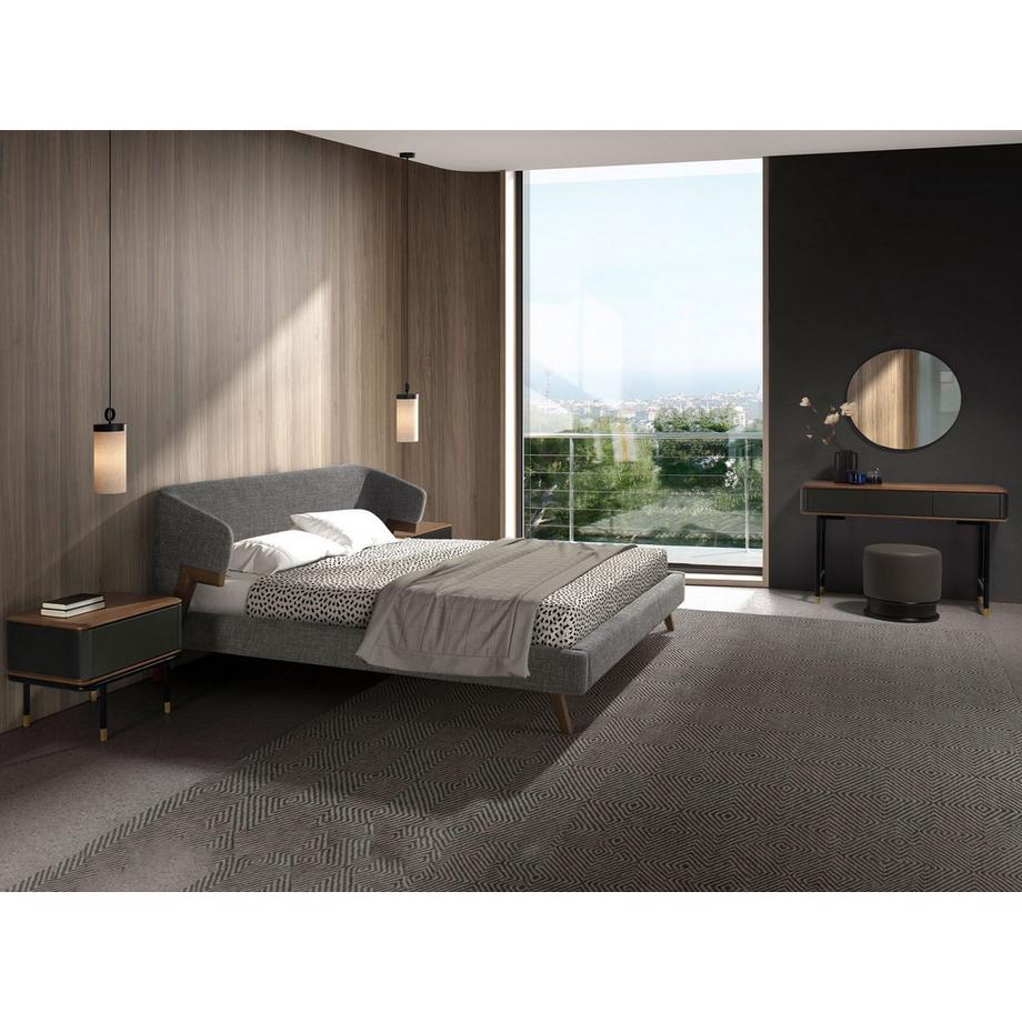 ANGEL CERDA Miroir mural rond noyer  