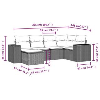 VidaXL Ensemble de canapés de jardin rotin synthétique  