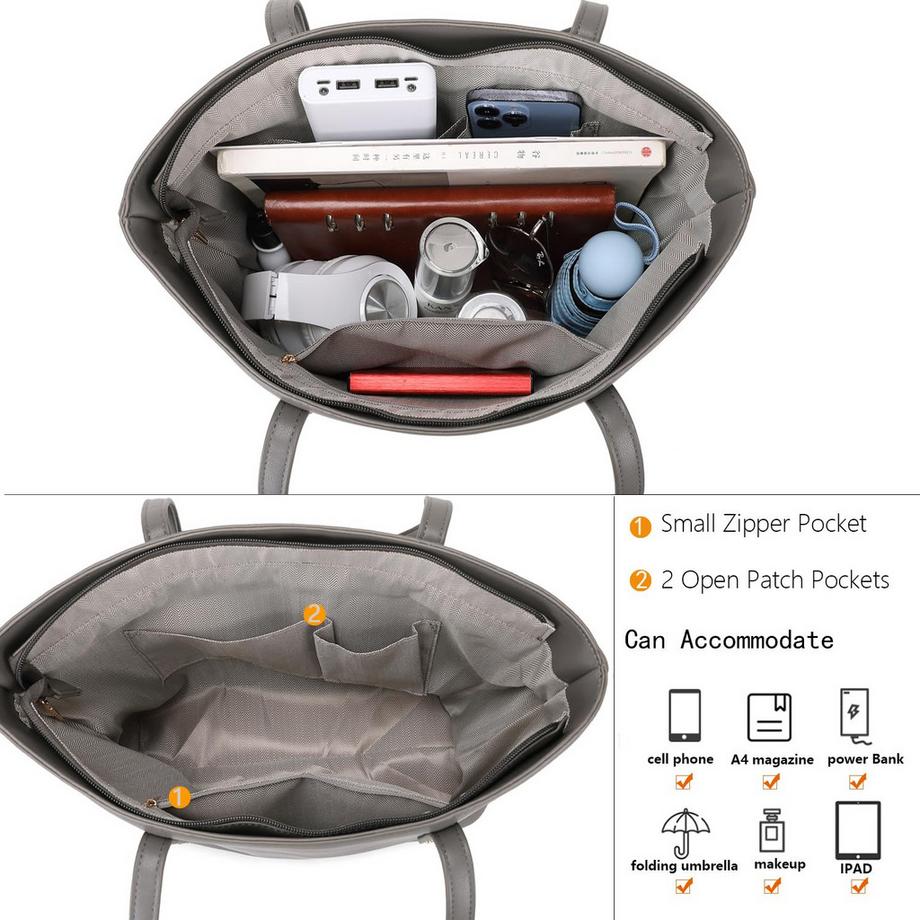 Only-bags.store Sac fourre-tout de travail zippé grande capacité  