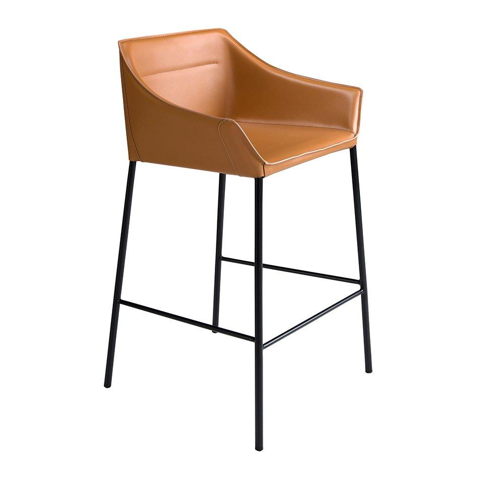 ANGEL CERDA Tabouret en simili cuir marron  