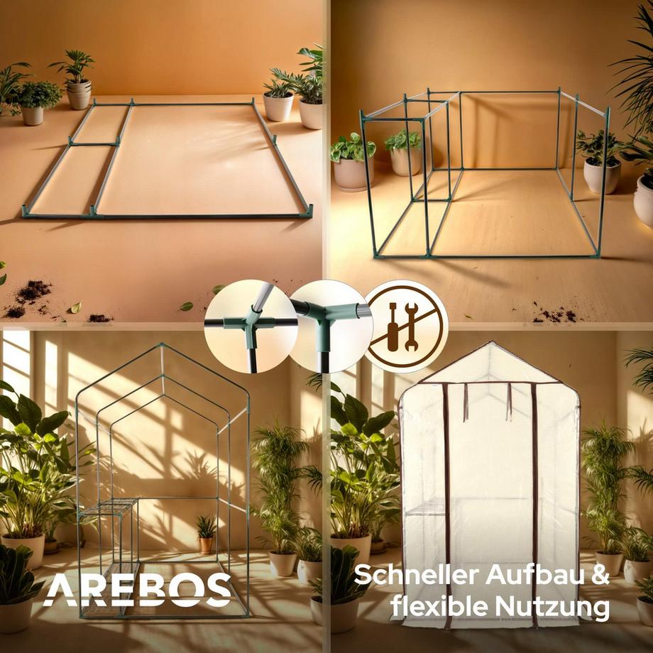 Arebos Serre en film plastique à 2 étages, Serre précoce 120 x 186 x 190 cm  