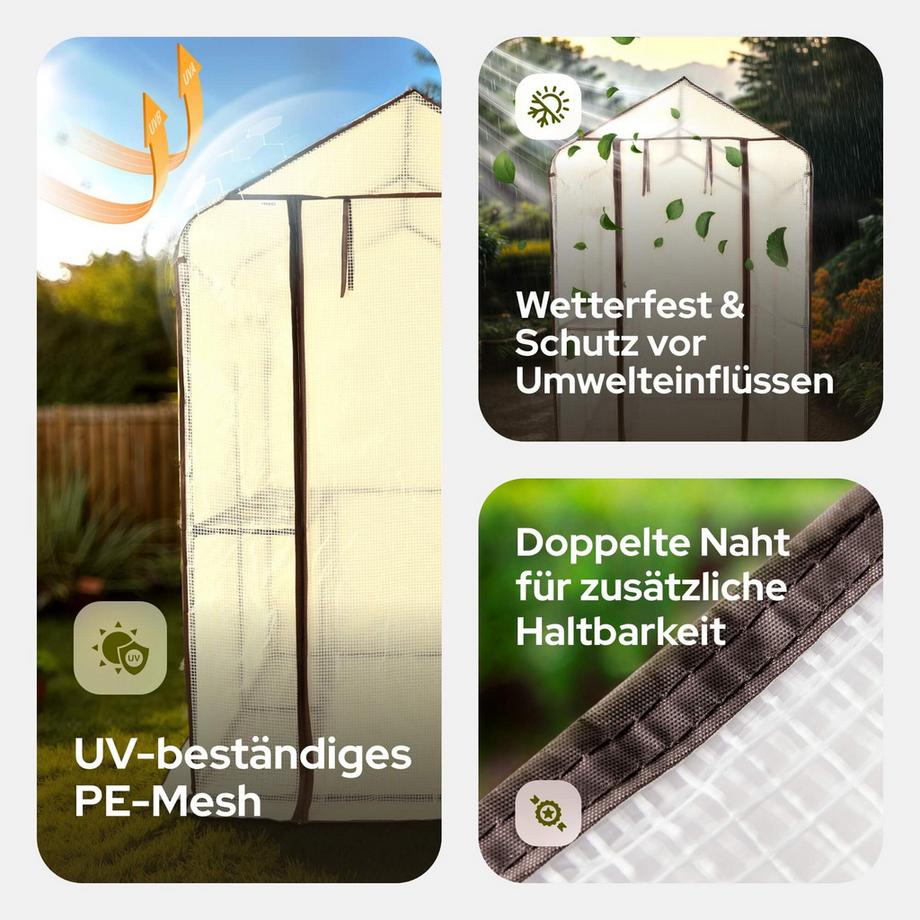 Arebos Serre en film plastique à 2 étages, Serre précoce 120 x 186 x 190 cm  