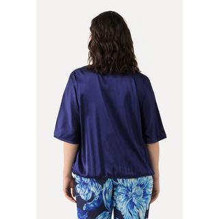 Ulla Popken Blusa in raso oversize Scollo a V Mezza Manica con Orlo Elastico  