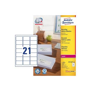 AVERY ZWECKFORM Adressetiketten 63,5x38,1mm LR7160100 recycling 2100 Stück
