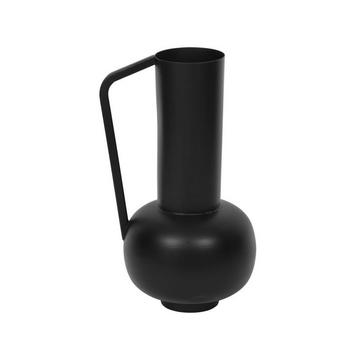 Vase aus Metall mit Henkel - D 15 x H 30 cm - Schwarz - KAMELIA