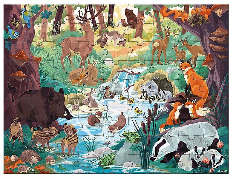 Janod  Puzzle WWF Puzzle Waldtiere mit Suchspiel (81Teile) 