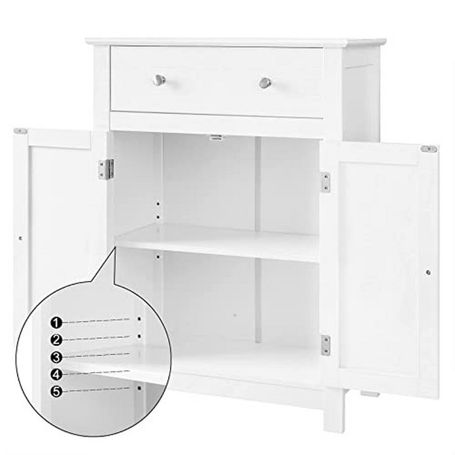 Pricenet Armoire de salle de bain blanche de style campagnard avec étagères réglables  