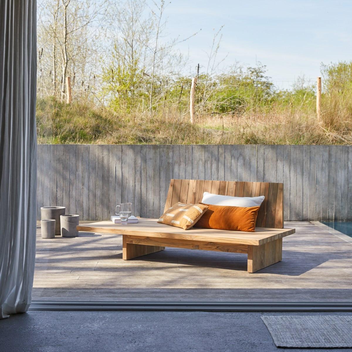 Tikamoon Banquette de jardin en teck massif recyclé Joaquin  