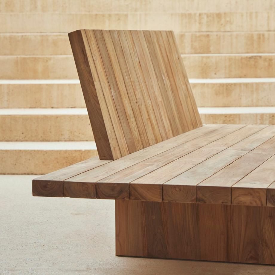 Tikamoon Gartenbank aus massivem Recycling-Teak Joaquin  