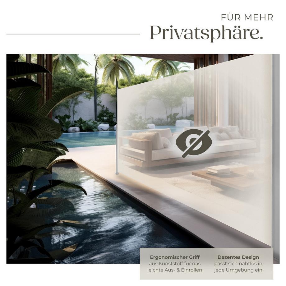 Tectake Seitenmarkise  aus Aluminium ausziehbar, blickdicht und wetterfest  