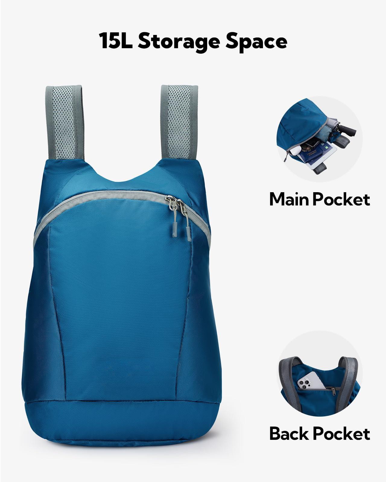 Only-bags.store Ultraleichter faltbarer Rucksack : Kleiner verpackbarer Wanderrucksack Leichter dünner Rucksack Sportlicher Tagesrucksack  