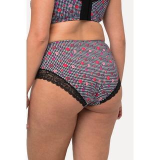 Ulla Popken  Slip midi con pied-de-poule, fiori e pizzo 