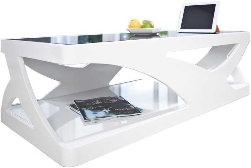 mutoni Couchtisch 120x60x38cm weiss-schwarz Fiberglas  