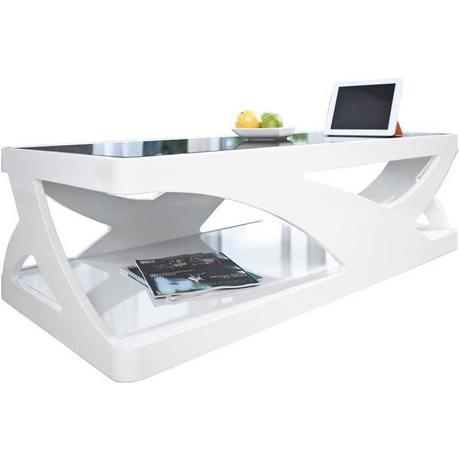 mutoni Couchtisch 120x60x38cm weiss-schwarz Fiberglas  