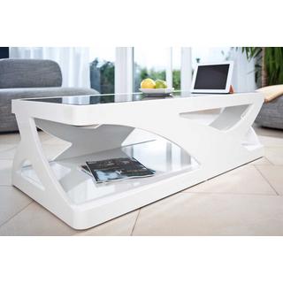 mutoni Table basse 120x60x38cm blanc-noir fibre de verre  