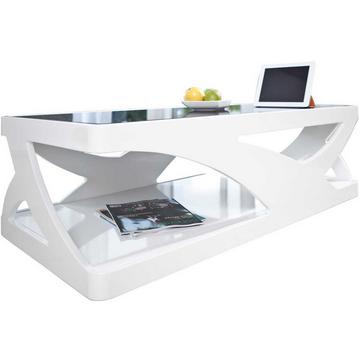 Tavolino 120x60x38cm bianco-nero in vetroresina